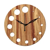 FRAVY 12"" Inch Prelam MDF Wood Cut Mark Round Without Glass Wall Clock (Beige, 30cm x 30cm) - 20-thumb1