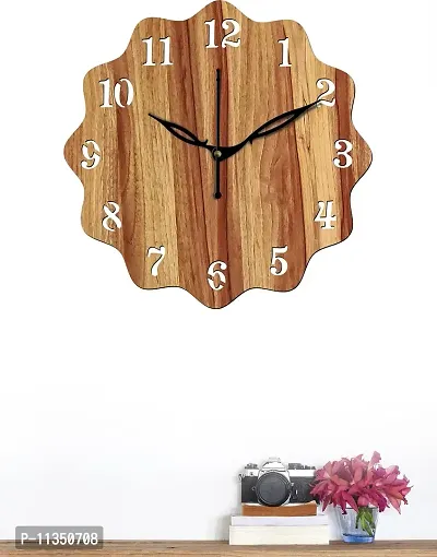 FRAVY 10 Inch MDF Wood Wall Clock for Home and Office (25Cm x 25Cm, Small Size, 018-Beige)-thumb5