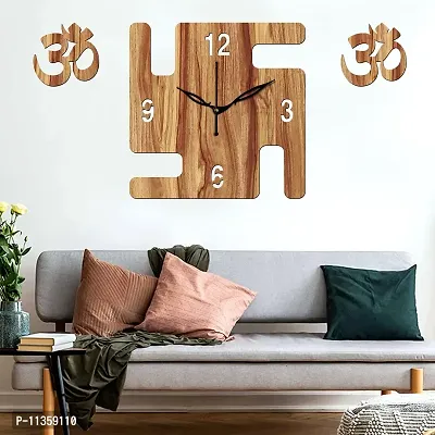 FRAVY 10 Inch MDF Wood Wall Clock for Home and Office (25Cm x 25Cm, Small Size, 050-Beige)-thumb4