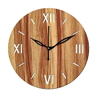 FRAVY 10 Inch MDF Wood Wall Clock for Home and Office (25Cm x 25Cm, Small Size, 012-Beige)-thumb1