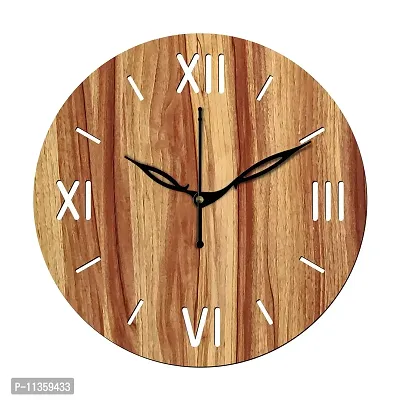 FRAVY 10 Inch MDF Wood Wall Clock for Home and Office (25Cm x 25Cm, Small Size, 012-Beige)-thumb2