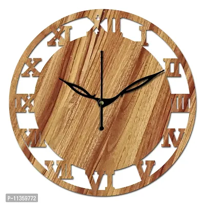 FRAVY 10 Inch MDF Wood Wall Clock for Home and Office (25Cm x 25Cm, Small Size, 006-Beige)-thumb3