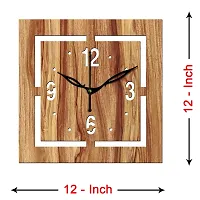 Freny Exim 12"" Inch Wooden MDF English Numeral Square Wall Clock Without Glass (Beige, 30cm x 30cm) - 37-thumb3