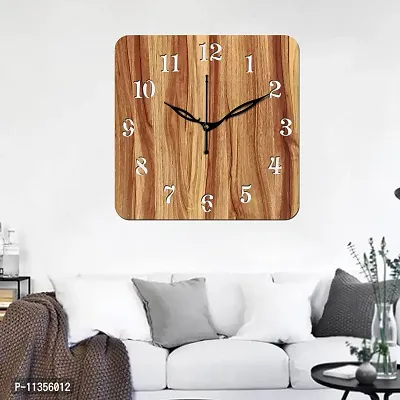 FRAVY 10 Inch MDF Wood Wall Clock for Home and Office (25Cm x 25Cm, Small Size, 022-Beige)