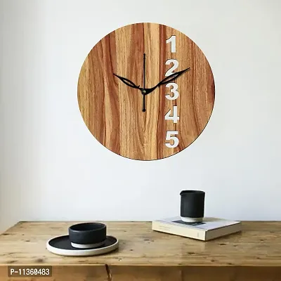 FRAVY 10 Inch MDF Wood Wall Clock for Home and Office (25Cm x 25Cm, Small Size, 023-Beige)-thumb0