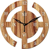 FRAVY 10 Inch MDF Wood Wall Clock for Home and Office (25Cm x 25Cm, Small Size, 027-Beige)-thumb1