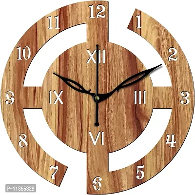 FRAVY 10 Inch MDF Wood Wall Clock for Home and Office (25Cm x 25Cm, Small Size, 027-Beige)-thumb2