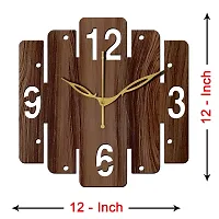 FRAVY 12"" Inch Prelam MDF Wood English Numeral Square Without Glass Wall Clock (Brown, 30cm x 30cm) - 4-thumb3