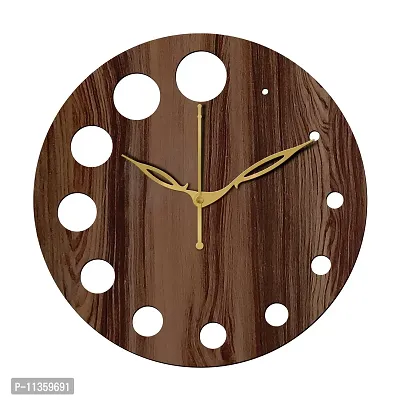 Freny Exim 12"" Inch Wooden MDF Cut Mark Round Wall Clock Without Glass (Brown, 30cm x 30cm) - 20