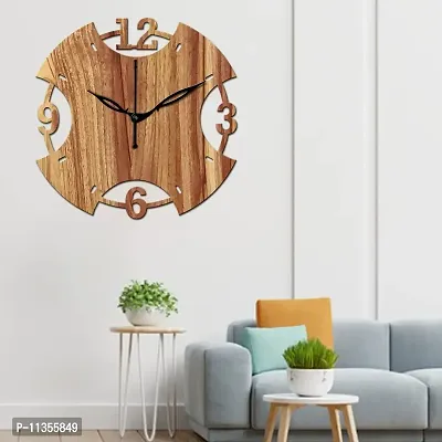 FRAVY 10 Inch MDF Wood Wall Clock for Home and Office (25Cm x 25Cm, Small Size, 003-Beige)