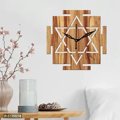 Freny Exim 12"" Inch Wooden MDF Vastu Square Wall Clock Without Glass (Beige, 30cm x 30cm) - 33-thumb3