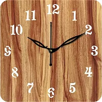 FRAVY 10 Inch MDF Wood Wall Clock for Home and Office (25Cm x 25Cm, Small Size, 022-Beige)-thumb1