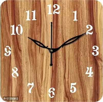 FRAVY 10 Inch MDF Wood Wall Clock for Home and Office (25Cm x 25Cm, Small Size, 022-Beige)-thumb2