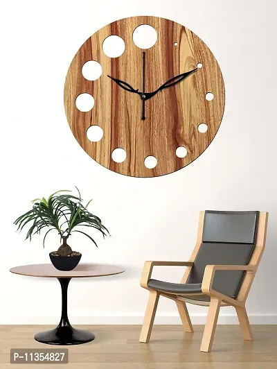 FRAVY 10 Inch MDF Wood Wall Clock for Home and Office (25Cm x 25Cm, Small Size, 020-Beige)-thumb4