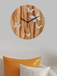 FRAVY 10 Inch MDF Wood Wall Clock for Home and Office (25Cm x 25Cm, Small Size, 009-Beige)-thumb3