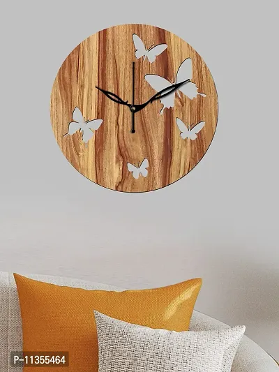 FRAVY 10 Inch MDF Wood Wall Clock for Home and Office (25Cm x 25Cm, Small Size, 009-Beige)-thumb4