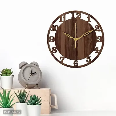 FRAVY 12"" Inch Prelam MDF Wood English Numeral Round Without Glass Wall Clock (Brown, 30cm x 30cm) - 28