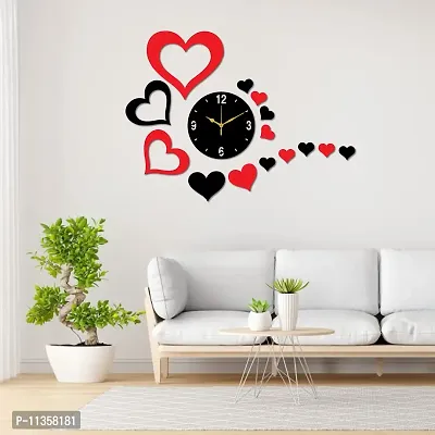 Freny Exim Black Red MDF Wooden Wall Clock for Home Office (50cm x 67cm)-103-thumb4