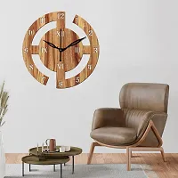 FRAVY 12"" Inch Prelam MDF Wood English Numeral Round Without Glass Wall Clock (Beige, 30cm x 30cm) - 27-thumb2