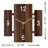 FRAVY 10 Inch MDF Wood Wall Clock for Home and Office (25Cm x 25Cm, Small Size, 014-Wenge)-thumb2
