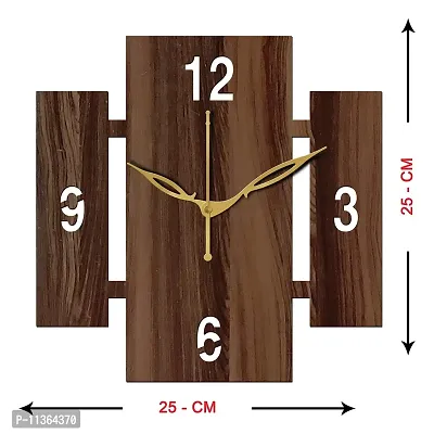 FRAVY 10 Inch MDF Wood Wall Clock for Home and Office (25Cm x 25Cm, Small Size, 014-Wenge)-thumb3
