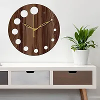 Freny Exim 12"" Inch Wooden MDF Cut Mark Round Wall Clock Without Glass (Brown, 30cm x 30cm) - 20-thumb1