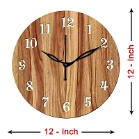 Freny Exim 12"" Inch Wooden MDF English Numeral 4 Butterfly Round Wall Clock Without Glass (Beige, 30cm x 30cm) - 1-thumb3