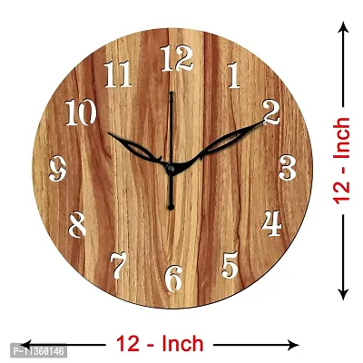 Freny Exim 12"" Inch Wooden MDF English Numeral 4 Butterfly Round Wall Clock Without Glass (Beige, 30cm x 30cm) - 1-thumb4