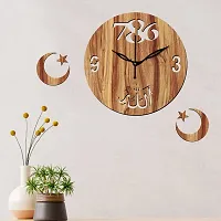 Freny Exim 12"" Inch Wooden MDF Allah with 786 Round Wall Clock Without Glass (Beige, 30cm x 30cm) - 44-thumb2