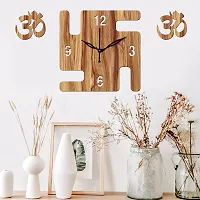 Freny Exim 12"" Inch Wooden MDF English Numeral Swastik Square Wall Clock Without Glass (Beige, 30cm x 30cm) - 50-thumb1