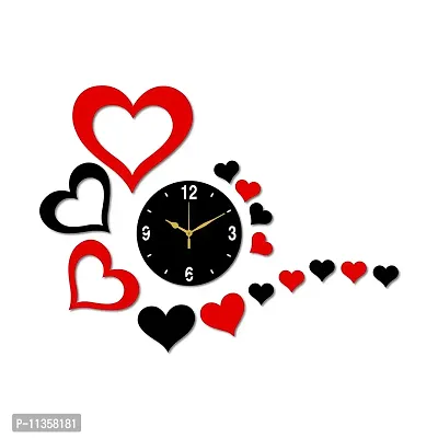 Freny Exim Black Red MDF Wooden Wall Clock for Home Office (50cm x 67cm)-103-thumb3