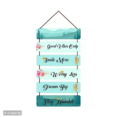 Freny Exim MDF Wooden Good Vibes Only Positive Quote Wall Hanging Art For Home Decor | Office | Gift (12 inch X 30 Inch) Multicolour 502-thumb0