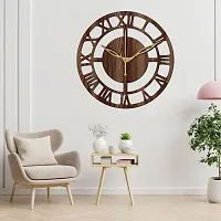 Freny Exim 12"" Inch Wooden MDF Roman Numeral Round Wall Clock Without Glass (Brown, 30cm x 30cm)-055-thumb2