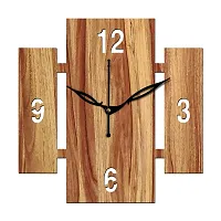 FRAVY 12"" Inch Prelam MDF Wood English Numeral Square Without Glass Wall Clock (Beige, 30cm x 30cm) - 14-thumb1