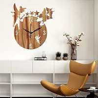 FRAVY 10 Inch MDF Wood Wall Clock for Home and Office (25Cm x 25Cm, Small Size, 008-Beige)-thumb1