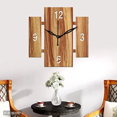 Freny Exim 12"" Inch Wooden MDF English Numeral Square Wall Clock Without Glass (Beige, 30cm x 30cm) - 14-thumb3