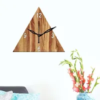 FRAVY 12"" Inch Prelam MDF Wood English Numeral Triangle Without Glass Wall Clock (Beige, 30cm x 30cm) - 30-thumb2