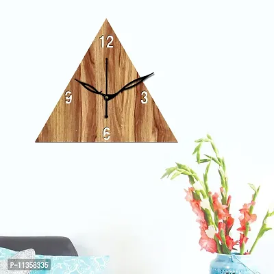 FRAVY 12"" Inch Prelam MDF Wood English Numeral Triangle Without Glass Wall Clock (Beige, 30cm x 30cm) - 30-thumb3