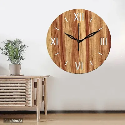 FRAVY 10 Inch MDF Wood Wall Clock for Home and Office (25Cm x 25Cm, Small Size, 012-Beige)-thumb5