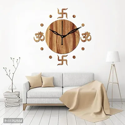 FRAVY 10 Inch MDF Wood Wall Clock for Home and Office (25Cm x 25Cm, Small Size, 054-Beige)