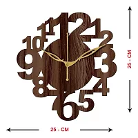 FRAVY 10 Inch MDF Wood Wall Clock for Home and Office (25Cm x 25Cm, Small Size, 017-Wenge)-thumb3