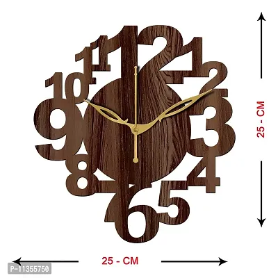 FRAVY 10 Inch MDF Wood Wall Clock for Home and Office (25Cm x 25Cm, Small Size, 017-Wenge)-thumb4