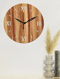 FRAVY 10 Inch MDF Wood Wall Clock for Home and Office (25Cm x 25Cm, Small Size, 012-Beige)-thumb3