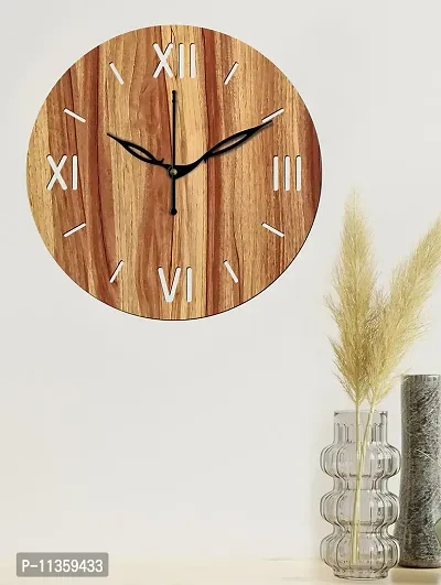 FRAVY 10 Inch MDF Wood Wall Clock for Home and Office (25Cm x 25Cm, Small Size, 012-Beige)-thumb4