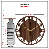 FRAVY 12"" Inch Prelam MDF Wood Roman Numeral Round Without Glass Wall Clock (Brown, 30cm x 30cm) - 6-thumb4