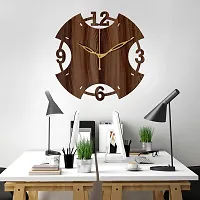 Freny Exim 12"" Inch Wooden MDF English Numeral Round Wall Clock Without Glass (Brown, 30cm x 30cm) - 3-thumb1