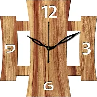 FRAVY 10 Inch MDF Wood Wall Clock for Home and Office (25Cm x 25Cm, Small Size, 015-Beige)-thumb1