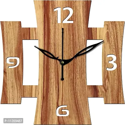 FRAVY 10 Inch MDF Wood Wall Clock for Home and Office (25Cm x 25Cm, Small Size, 015-Beige)-thumb2