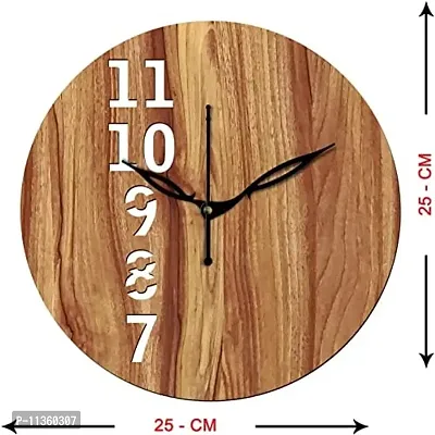 FRAVY 10 Inch MDF Wood Wall Clock for Home and Office (25Cm x 25Cm, Small Size, 025-Beige)-thumb3