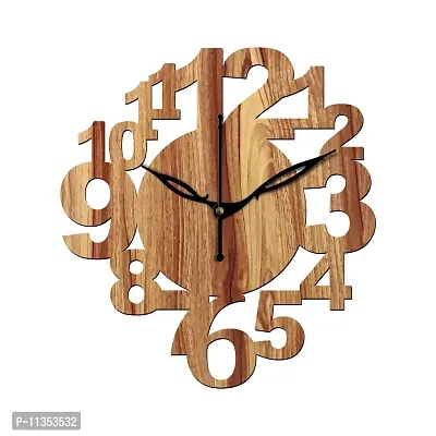 Freny Exim 12"" Inch Wooden MDF English Numeral Round Wall Clock Without Glass (Beige, 30cm x 30cm) - 17-thumb0